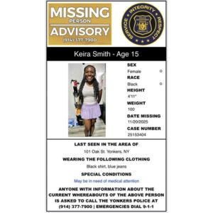 Keira Smith Oak Street Yonkers Missing Person: