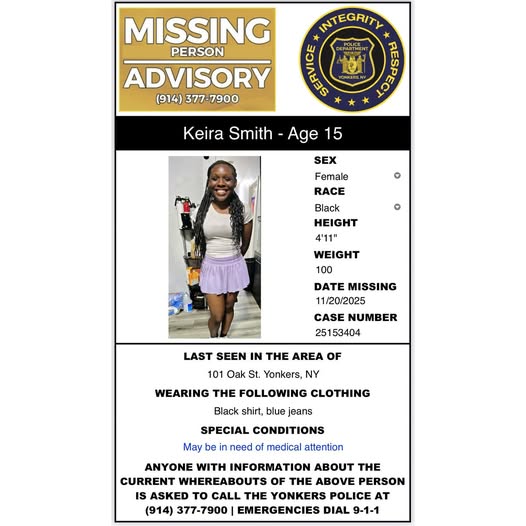 Keira Smith Oak Street Yonkers Missing Person: Beloved Child Is Missing